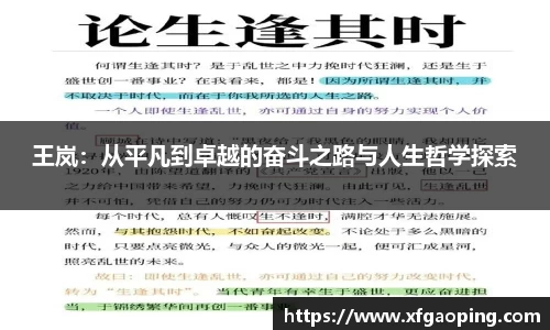 王岚：从平凡到卓越的奋斗之路与人生哲学探索